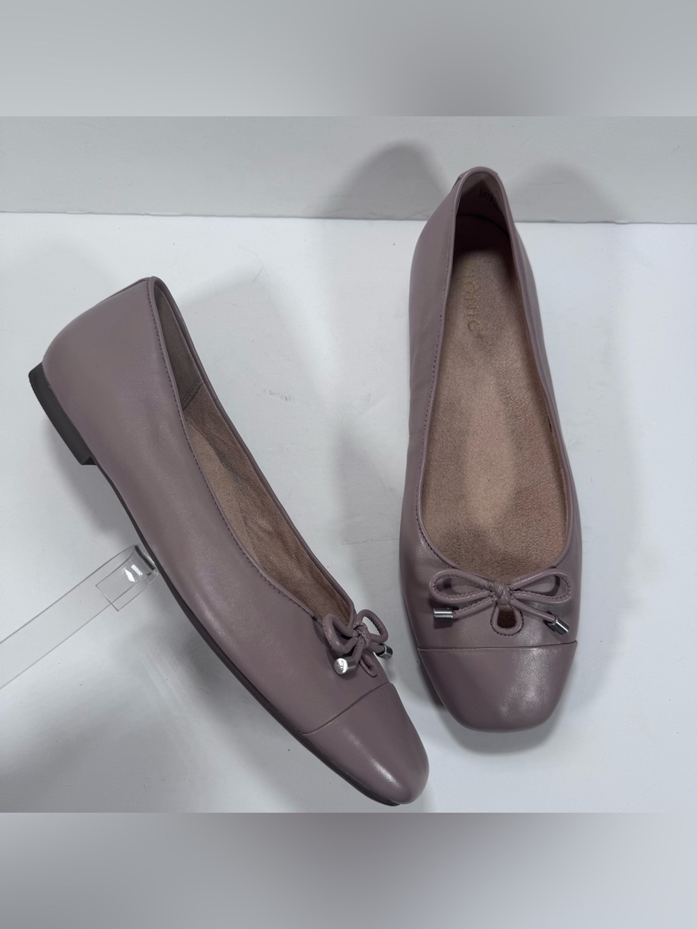 Vionic Kiara Dusty Pink Cap Toe With Bow Ballet Flats Comfort Shoes Women 11
